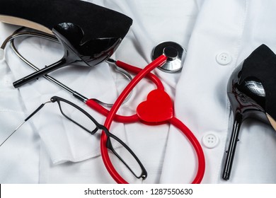 Saint Valentine's Day Also Called The Feast Of Saint Valentine Is Celebrated Annually On February 14 Concept.Play Patient While Your Partner Plays Doctor.