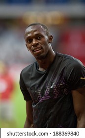 SAINT-DENIS, FRANCE - JULY 16, 2010 -  Usain Bolt after running 100 meter at the meeting Areva on July 16, 2010