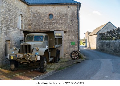 Sainte Marie Du Mont, France - April 5, 2015: Collectible Old WW2 US Vehicles In Sainte Marie Du Mont, Normandy, France