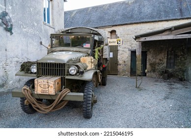 Sainte Marie Du Mont, France - April 5, 2015: Collectible Old WW2 US Vehicles In Sainte Marie Du Mont, Normandy, France