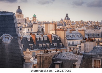 Saint-Germain-des-Pres and french roofs from above at sunrise, Paris, France - Powered by Shutterstock