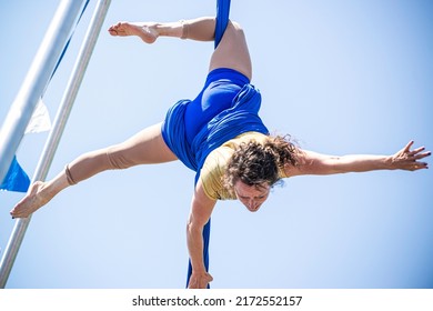 Saint-Hubert, Canada - June 24 2022: Acrobatic Show On Saint Jean Baptiste Day In Quebec