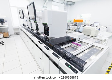 Saint-Petersburg, Russia - April 6, 2018: Sysmex XN-9000, Haematology Automation Line. Clinical Laboratory And Blood Bank Fully Automated Equipment