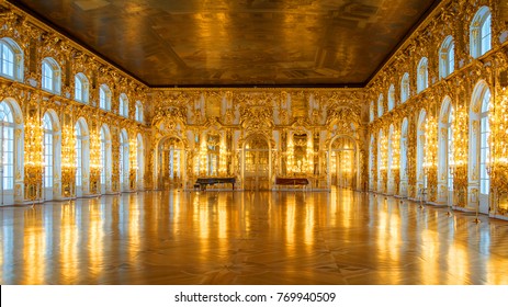 Saint-Petersburg, RUSSIA - Jan 19 2012, interior ballroom, Catherine palace, Tsarskoye Selo, Pushkin, on Jan 19, 2012 in Saint-Petersburg, Russia