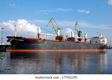 SAINT-PETERSBURG, RUSSIA, JULY 14, 2013: Cargo Ship Star Canopus In Cargo Sea Port In  St. Petersburg