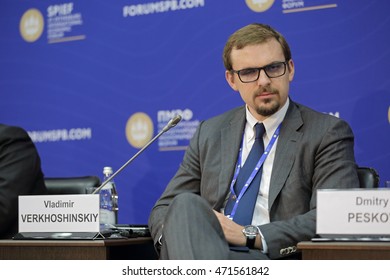 SAINT-PETERSBURG, RUSSIA - JUN 18, 2016: St. Petersburg International Economic Forum SPIEF-2016. Vladimir Verkhoshinskiy, Senior Vice President, VTB Bank