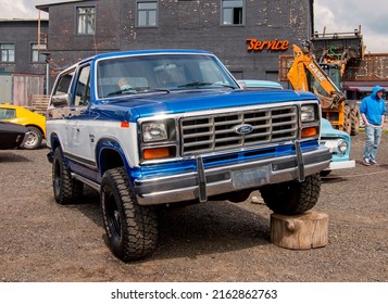 Saint-Petersburg, Russia - May 28, 2022: The The Legendary American SUV Ford Bronco 1983 Shown At The Custom Auto-show 2022.