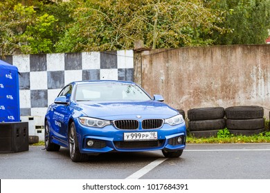 Saint-Petersburg, Russia - September 16, 2017: Cars BMW 5-series for rally car lovers German Bavarian manufacturer BMW. Event BMW Meetup. Autumn meeting car lovers of speed and drive