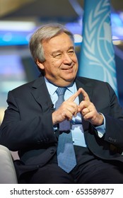 SAINT-PETERSBURG,RUSSIA/JUNE 01,2017: UN Secretary-General Antonio Guterres At The Interview For Russian TV.