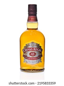 Saint-Petesburg - August 28, 2022: Chivas Regal Blended Scotch Whisky. Bottle Of Whisky Isolated On White.