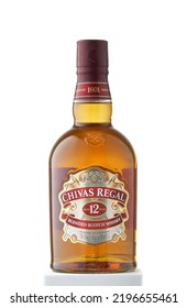 Saint-Petesburg - August 30, 2022: Chivas Regal Blended Scotch Whisky. Bottle Of Whisky Isolated On White.