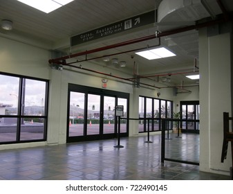 SAIPAN, CNMI—DECEMBER 2016: Empty Lobby At The Pre-departure Area Of Saipan International Airport Early In The Morning.