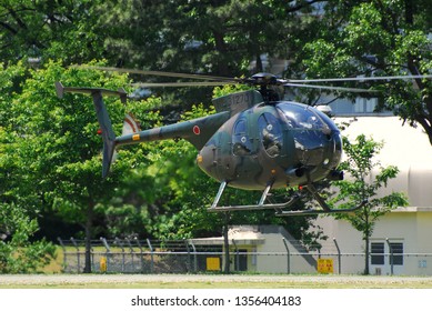 Saitama, Japan - May 20, 2007: Japan Ground Self Defense Force Hughes / Kawasaki OH-6D Cayuse Light Observation Helicopter.