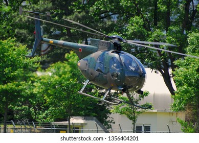 Saitama, Japan - May 20, 2007: Japan Ground Self Defense Force Hughes / Kawasaki OH-6D Cayuse Light Observation Helicopter.