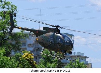 Saitama, Japan - May 20, 2007: Japan Ground Self Defense Force Hughes / Kawasaki OH-6D Cayuse Light Observation Helicopter.