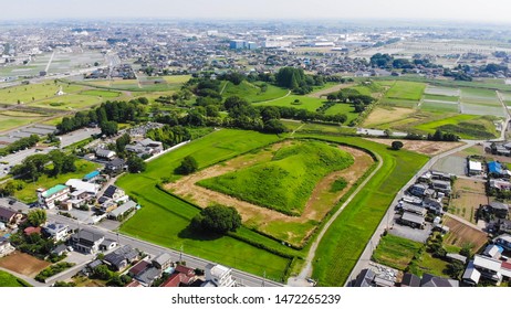 Sakitama old tomb Futagoyama-kofun, drone aerialphoto
