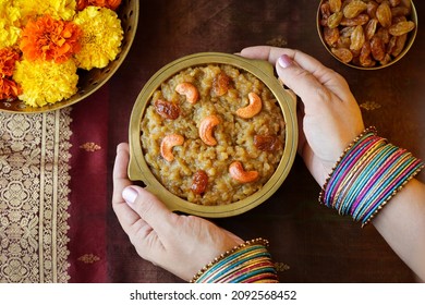 Sakkarai Pongal Indian Festival Food Traditional Popular Mithai Sweet Dessert Made On The Festival Day Of Pongal Makar Sankranti Vishu Diwali India. Payasam In Chennai Tamil Nadu