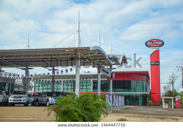 Sakon Nakhon,Thailand,July 27,2019:Toyota\
Motor,Toyota Sure,Is the service center of Toyota Mat\
International, providing car painting and painting services\
Including repair with genuine\
parts.Thailand