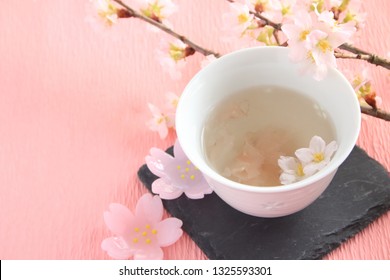 Sakura (cherry Blossom) Tea With Cherry Blossom Flowers For Hanami Festival