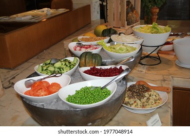 Salad Bar At A Restaurant Buffet Station