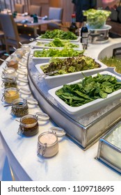 Salad Bar Station In Buffet Line