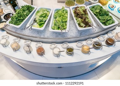 Salad Bar Station In Buffet Line