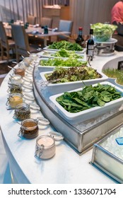 Salad Bar Station In Buffet Line