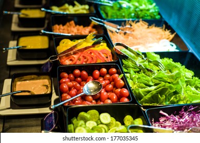 Salad Bar With Vegetables In The Restaurant, Healthy Food