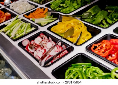 Salad Bar With Vegetables In The Restaurant, Healthy Food