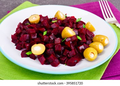 Salad of Beets and Olives. Studio Photo