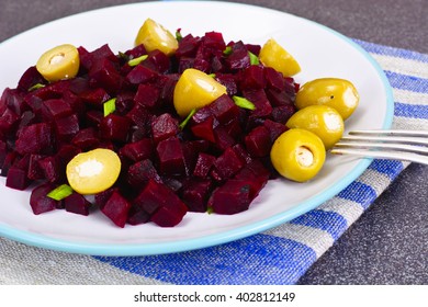 Salad of Beets and Olives. Studio Photo