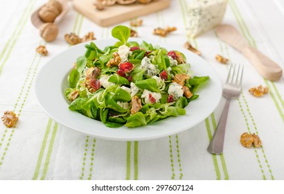 Salad With Blue Cheese And Balsamic Dressing, With Nuts And Cranberries