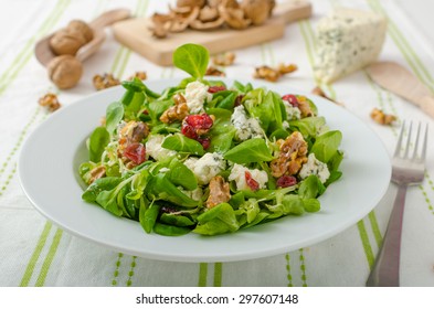 Salad With Blue Cheese And Balsamic Dressing, With Nuts And Cranberries