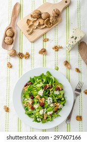 Salad With Blue Cheese And Balsamic Dressing, With Nuts And Cranberries