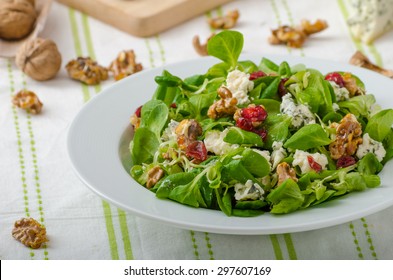 Salad With Blue Cheese And Balsamic Dressing, With Nuts And Cranberries