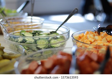 Salad Buffet Lunch With Tongs In Yorkton, Saskatchewan, Canada, During The Chamber Of Commerce Business Event At The Gallagher Center Beside The Access Communications Water Park.