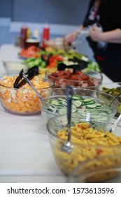 Salad Buffet Lunch With Tongs In Yorkton, Saskatchewan, Canada, During The Chamber Of Commerce Business Event At The Gallagher Center Beside The Access Communications Water Park.