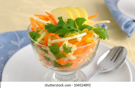 Salad Of Celery Root And Leaf, Carrot And Apple