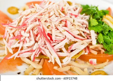 Salad Of Crab Meat Closeup