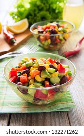 Salad From Kidney Bean, Corn And Avocado