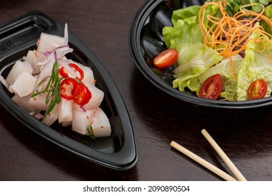 Salad With Leaves And Whitefish Ceviche.