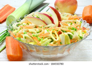 Salad With Leek, Carrots And Apples