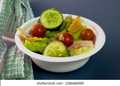 Salad On Organic Leaf Disposable Bowl 