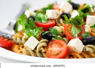 Salad With Pasta,vegetables And Feta