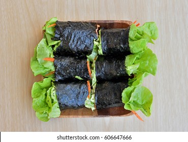 Salad Roll Vegetables With Seaweed Wrap