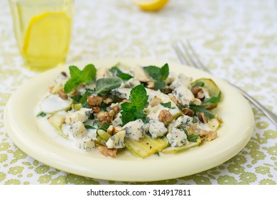 Salad With Squash, Blue Cheese, Walnuts And Yogurt Dressing