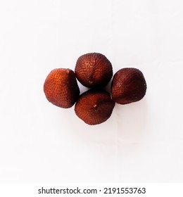 Salak, Snake Fruit On A White Background With A High Angle, Size 3:4