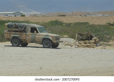 Salalah, Oman - April 19 2013: Military Check Point In The Road