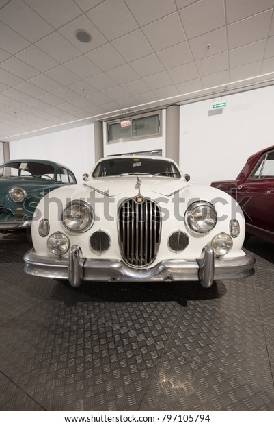 Salamanca, Spain - December 29 2017 :  Jaguar Mk2\
in museum of the histrory of automotion , in Salamanca , Spain.\
It´s the first opened museum didicated to the history of automotion\
in Spain.