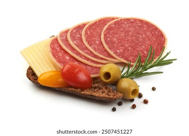 Salami with cheese, salami parmesano, isolated on white background - Powered by Shutterstock